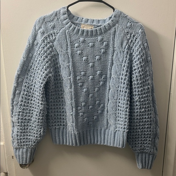 Altar'd State Sweaters - Altar'd State Light Blue Frayed Textured Knit Sweater